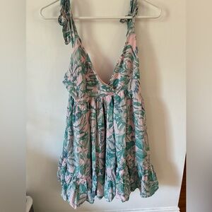 Floral Green and Pink Women's Top